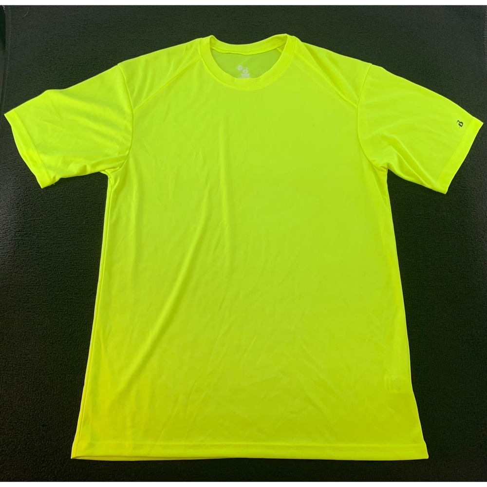 Badger Sport Neon Yellow Short Sleeve Athletic TShirt Performance‎ Tee size M